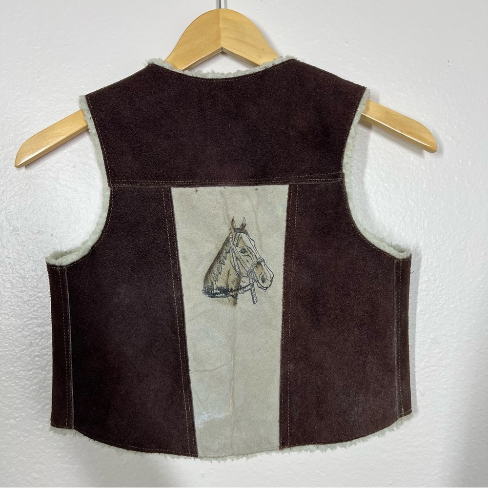 Cactus Authenticos Leather Horse Print Western Vest - Picture 6 of 9